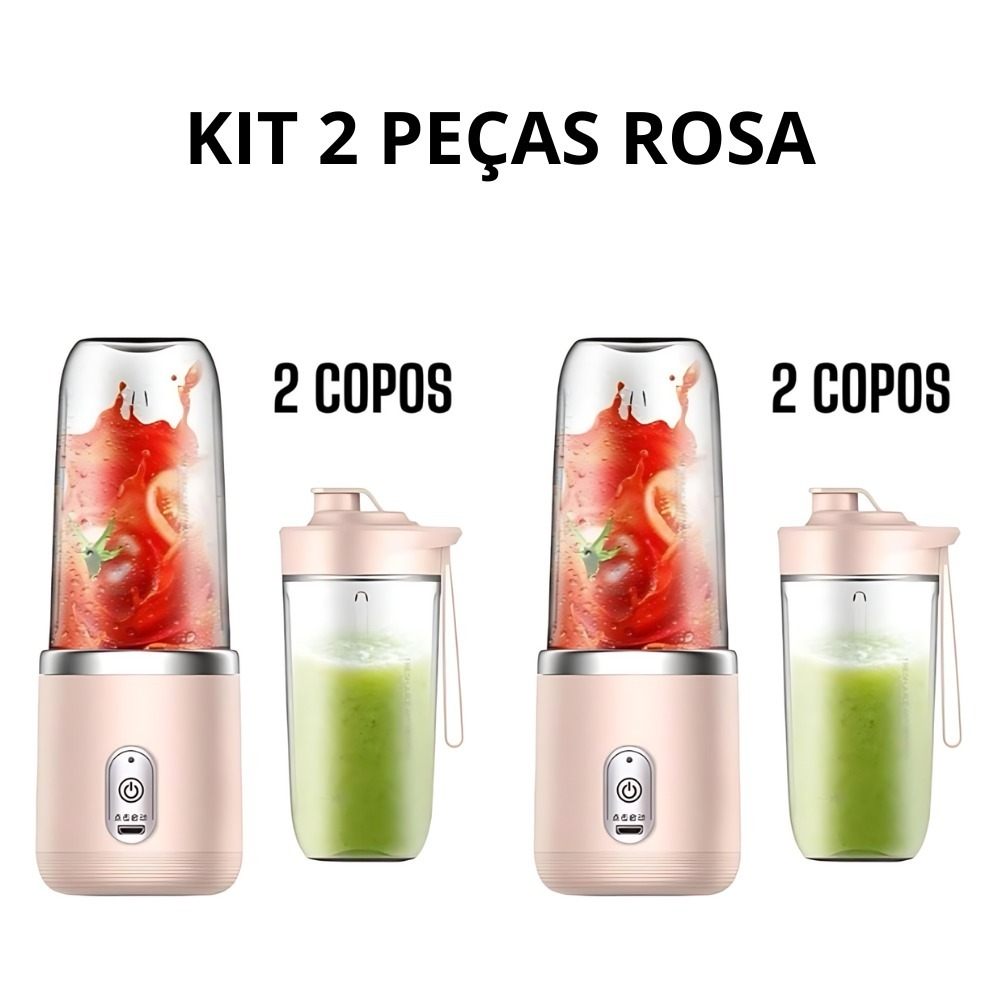 Mini Liquidificador Portátil Seven 400ML com 6 Lâminas Elétrico Recarregável