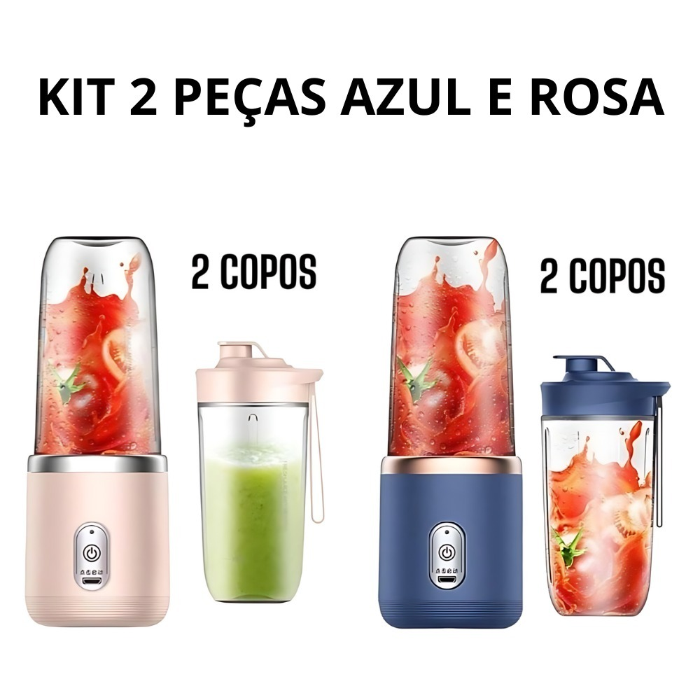 Mini Liquidificador Portátil Seven 400ML com 6 Lâminas Elétrico Recarregável