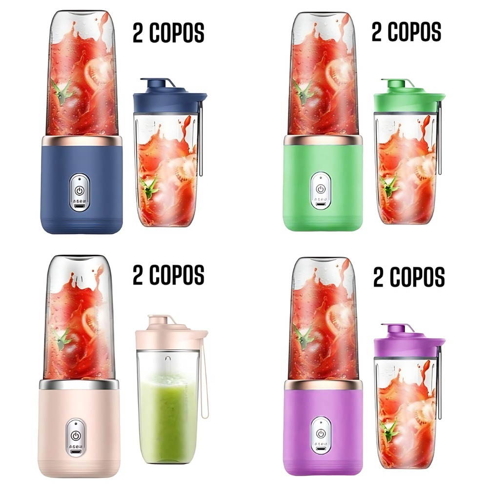 Mini Liquidificador Portátil Seven 400ML com 6 Lâminas Elétrico Recarregável