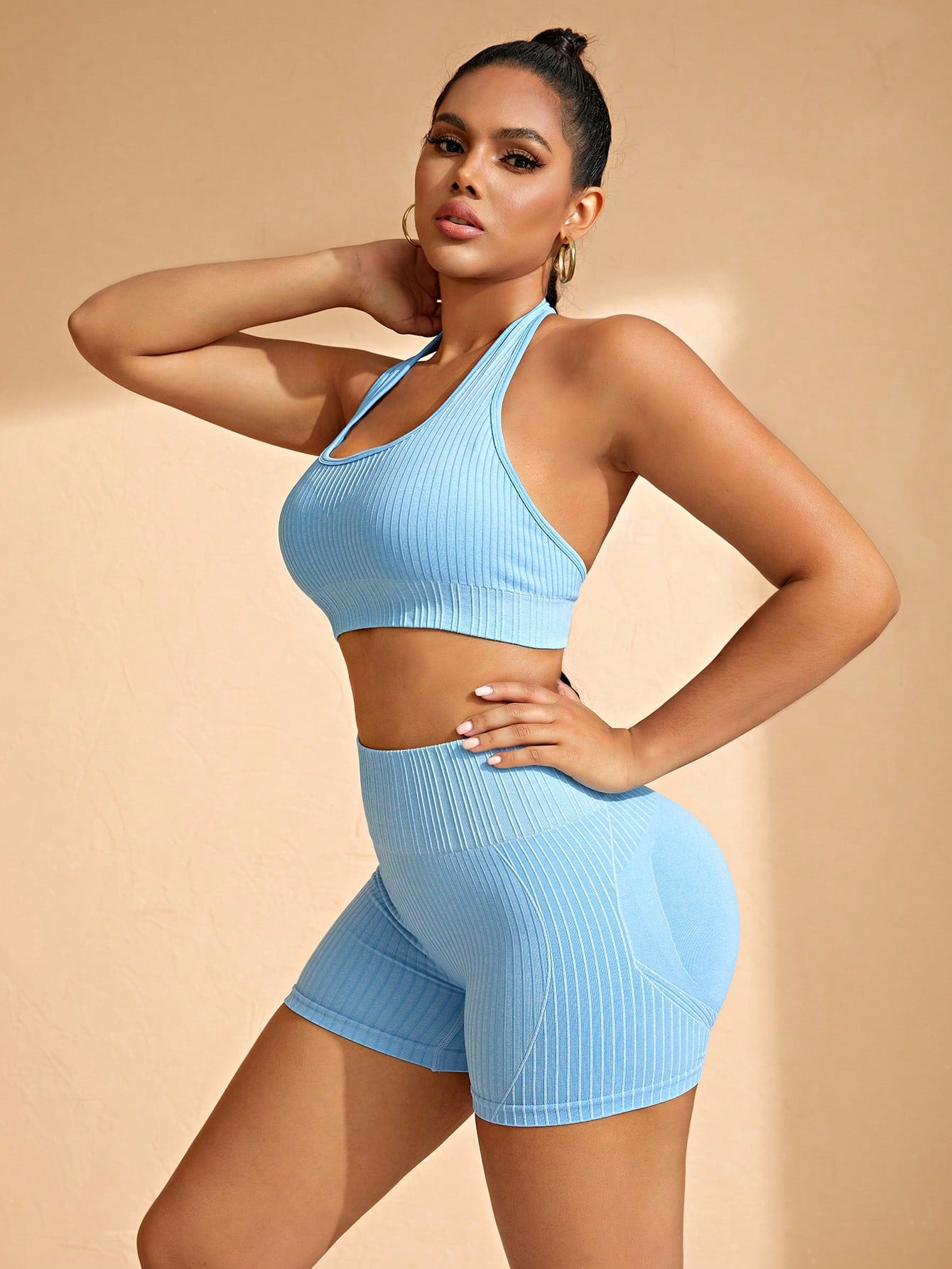  Conjunto Sem Costura de Alta Elasticidade e Shorts 