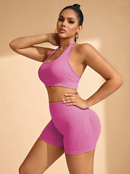  Conjunto Sem Costura de Alta Elasticidade e Shorts 