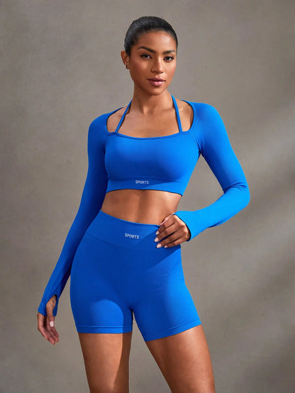 Conjunto de 2 Peças com Top de Manga Longa e Shorts