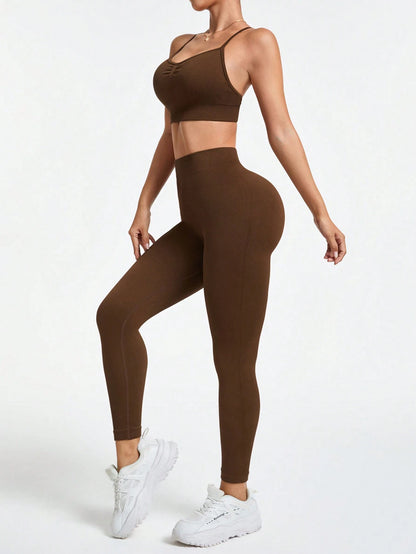  Conjunto Esportivo de Top Halter Decotado nas Costas