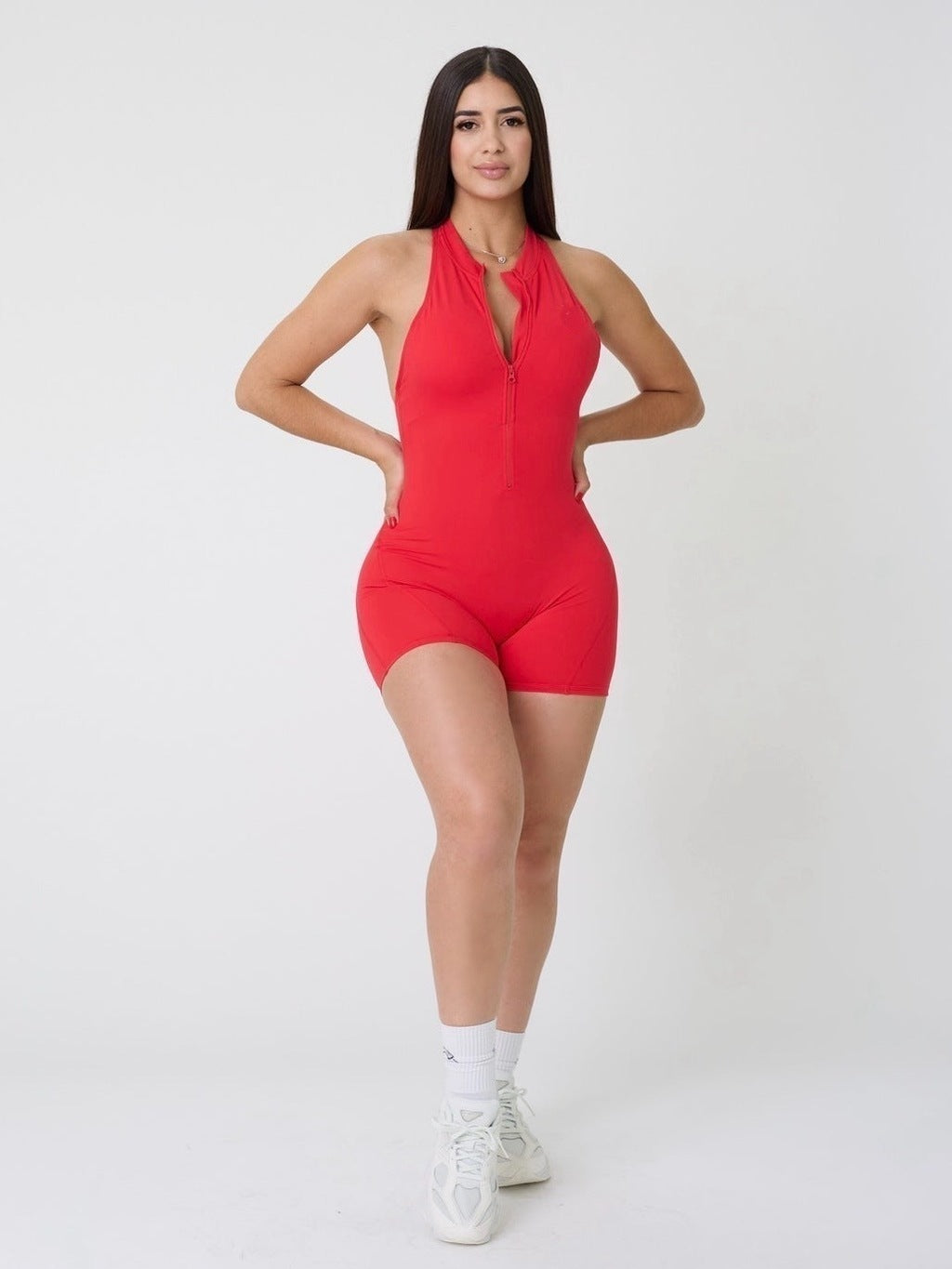 Macaquinho Valentina Zíper Frente Costas Abertas