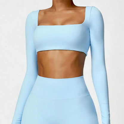 Cropped Hailey Manga Longa Abertura Frontal Fitness Premium