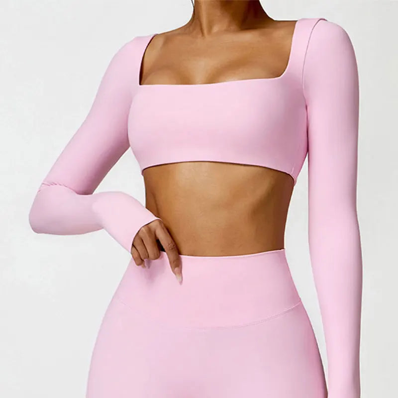 Cropped Hailey Manga Longa Abertura Frontal Fitness Premium