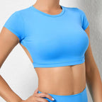 Cropped Ella Manga Longa Costas Abertas Fitness Premium
