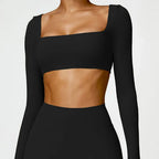 Cropped Hailey Manga Longa Abertura Frontal Fitness Premium