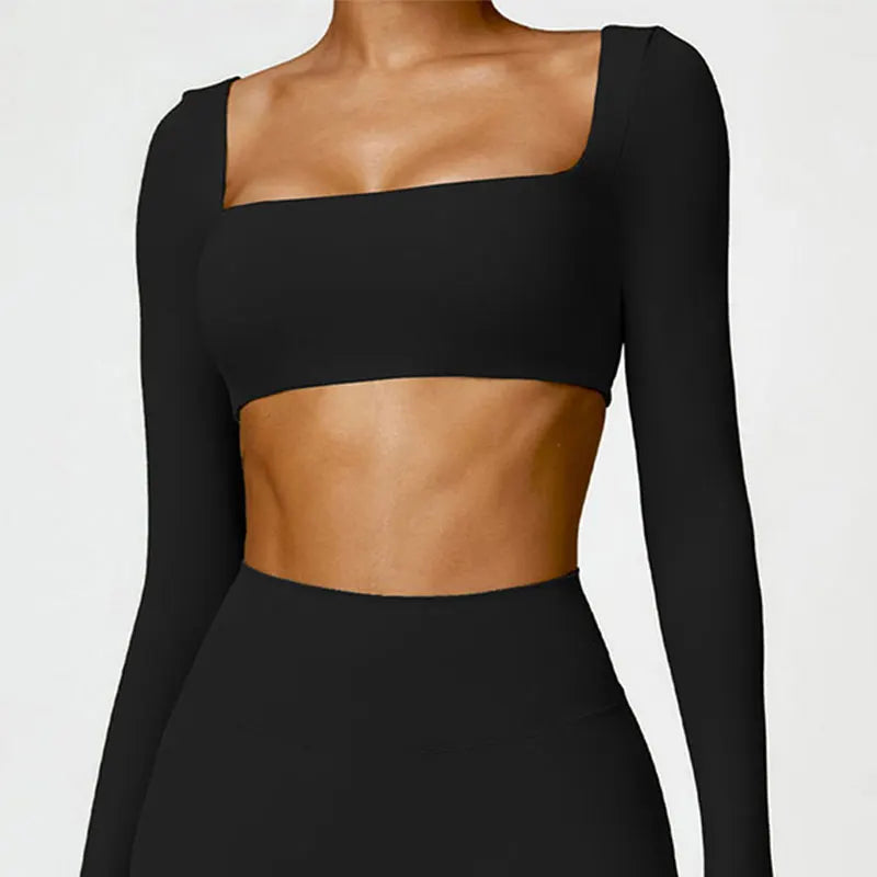 Cropped Hailey Manga Longa Abertura Frontal Fitness Premium