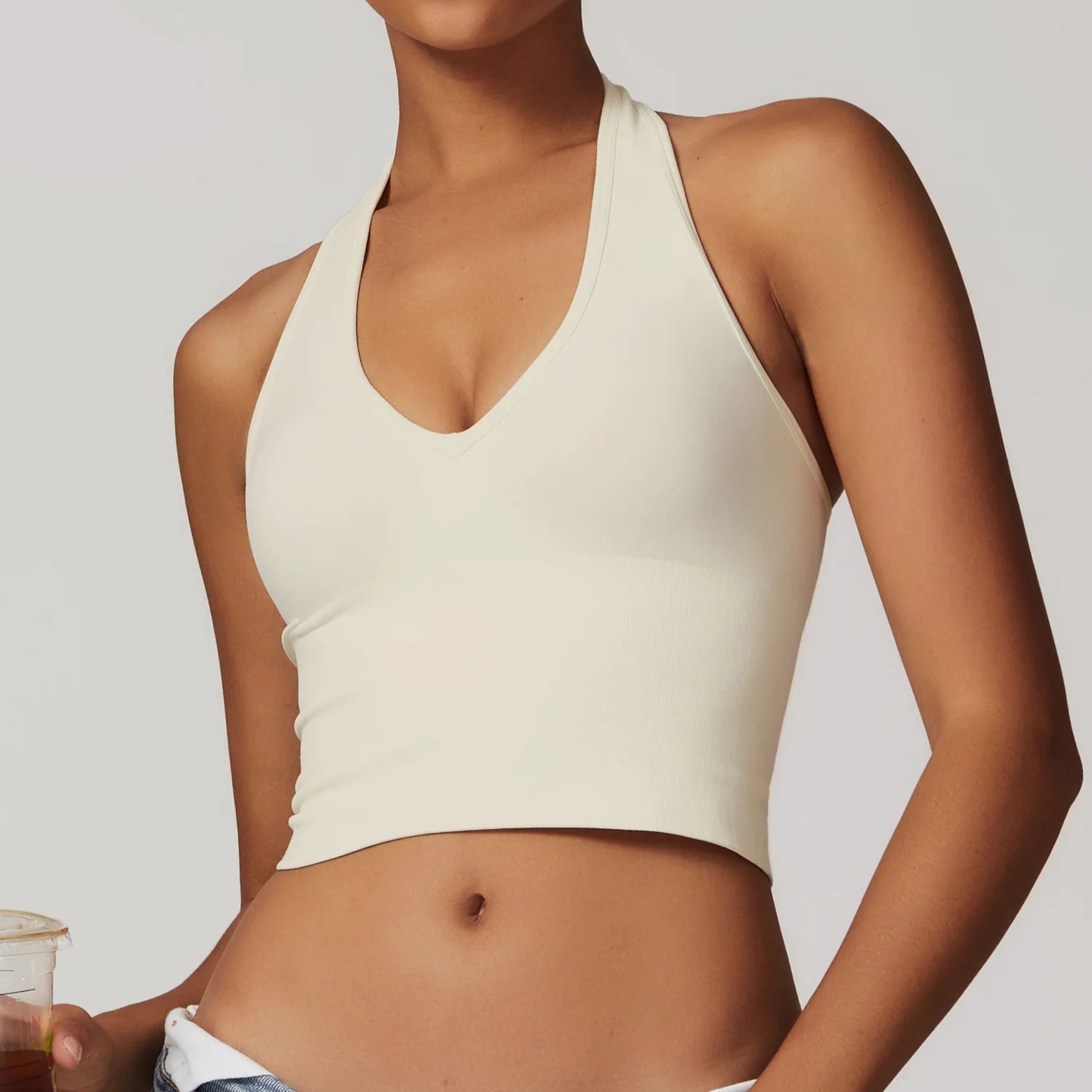 Cropped Stella Cintura Alta com Abertura Frontal e Costas Vazadas