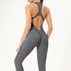 Macacão zíper costa nua V 