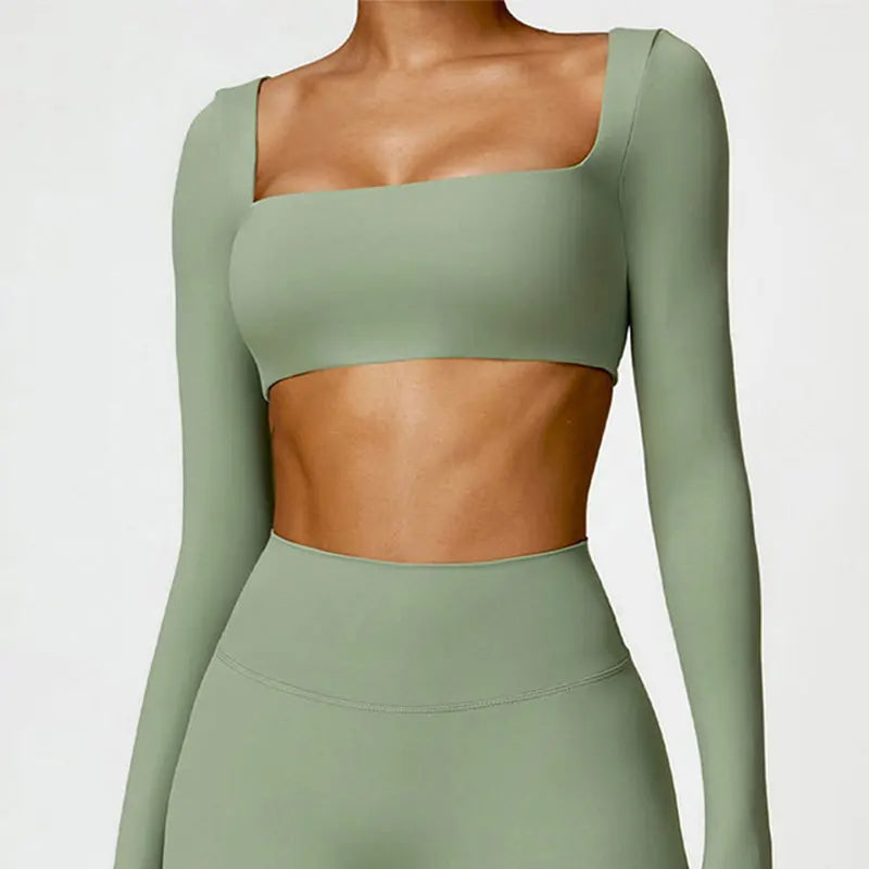 Cropped Hailey Manga Longa Abertura Frontal Fitness Premium