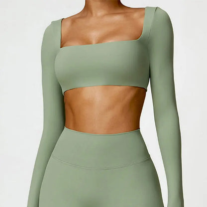 Cropped Hailey Manga Longa Abertura Frontal Fitness Premium