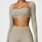 Cropped Hailey Manga Longa Abertura Frontal Fitness Premium