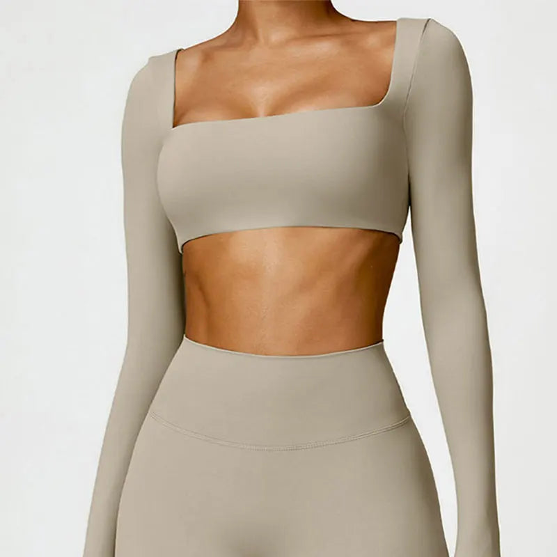 Cropped Hailey Manga Longa Abertura Frontal Fitness Premium