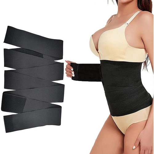 Cinta Modeladora INVISÍVEL Faixa Cintura Queima Gordura Preta Wrap Waist Trainer Tape
