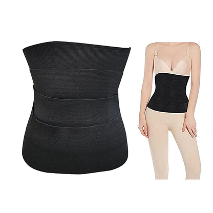 Cinta Modeladora INVISÍVEL Faixa Cintura Queima Gordura Preta Wrap Waist Trainer Tape
