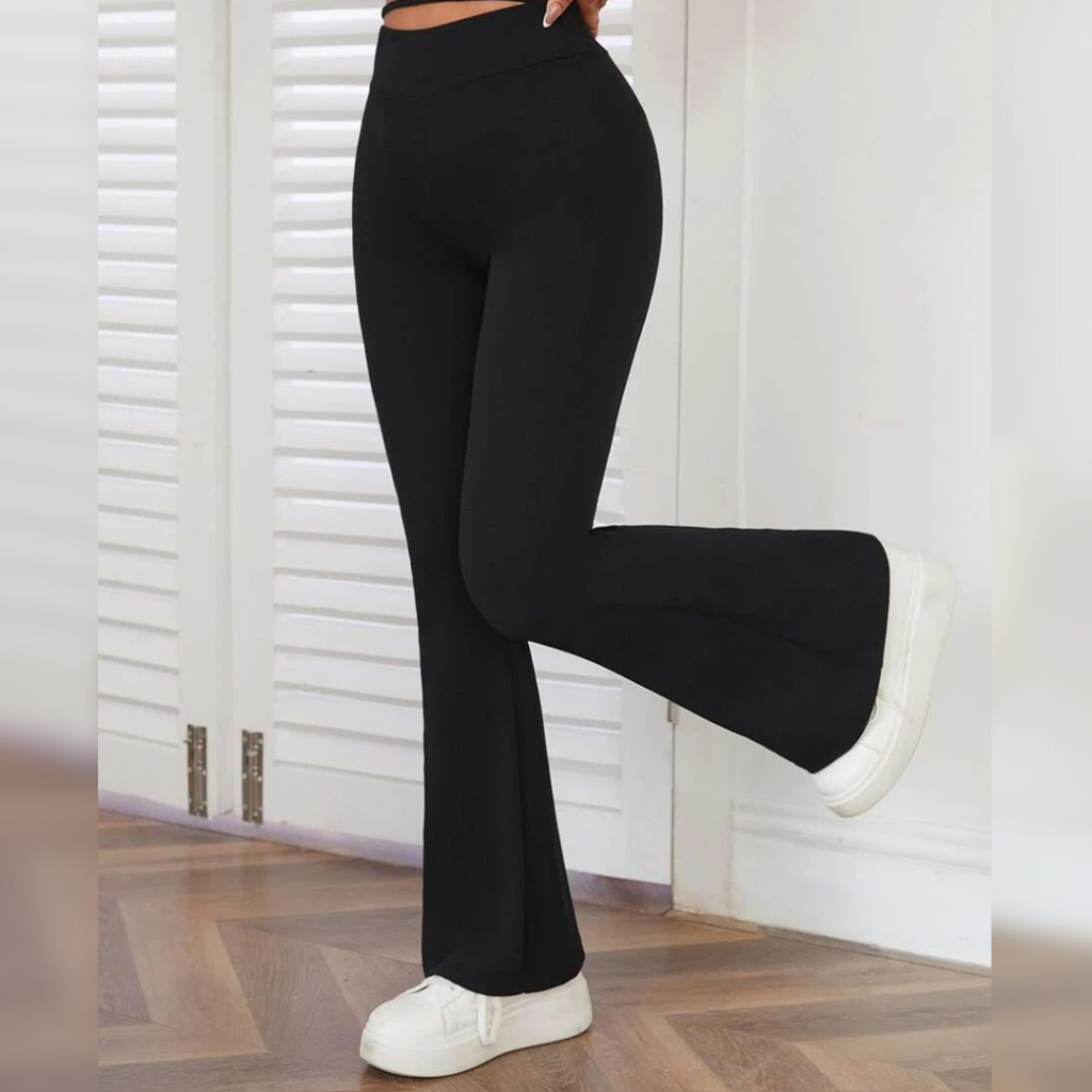 Calça Legging Flare Bailarina Suplex Cintura Alta Modela Bumbum Feminina Envio Imediato. Garanta Ja Sua