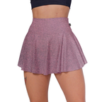 Short Saia Rose Cintura Alta Rodada Fitness
