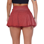 Short Saia Rose Cintura Alta Rodada Fitness