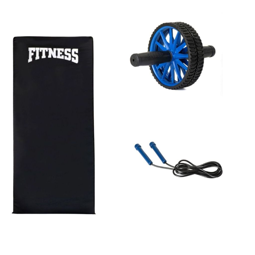Colchonete Academia Roda Abdominal Corda de Pular Treino Funcional Treine em Casa