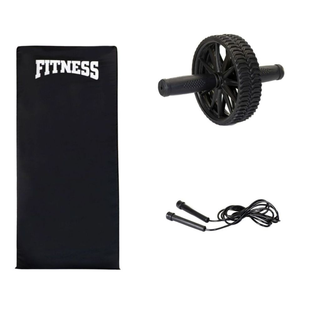Kit Treino Funcional Seven | Colchonete + Roda Abdominal + Corda de Pular
