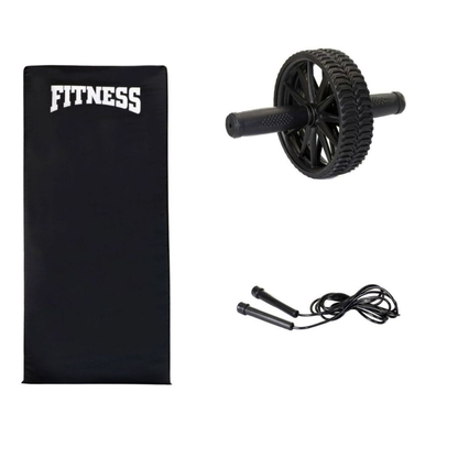 Kit Treino Funcional Seven | Colchonete + Roda Abdominal + Corda de Pular