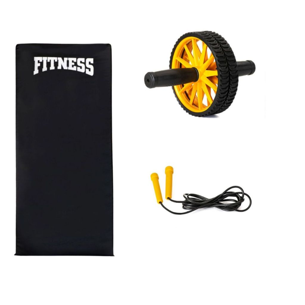 Kit Treino Funcional Seven | Colchonete + Roda Abdominal + Corda de Pular