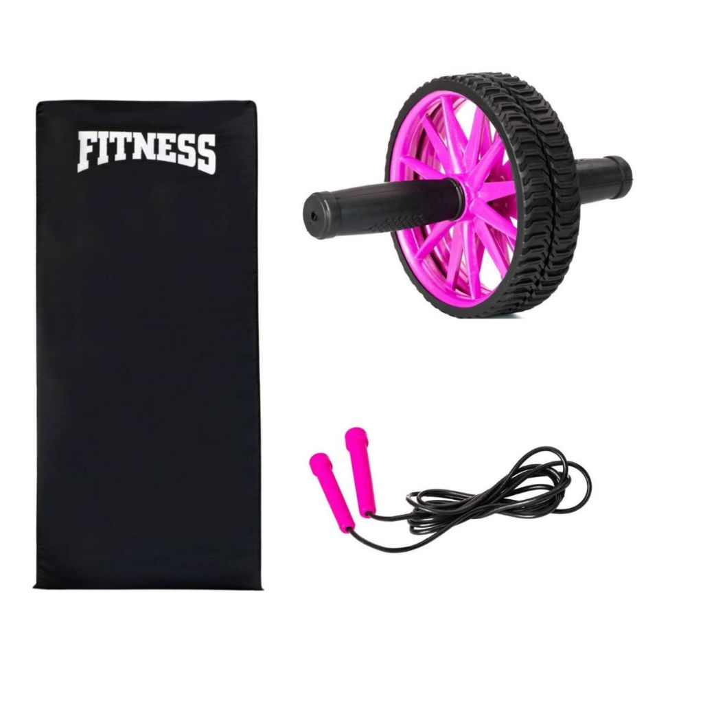 Kit Treino Funcional Seven | Colchonete + Roda Abdominal + Corda de Pular