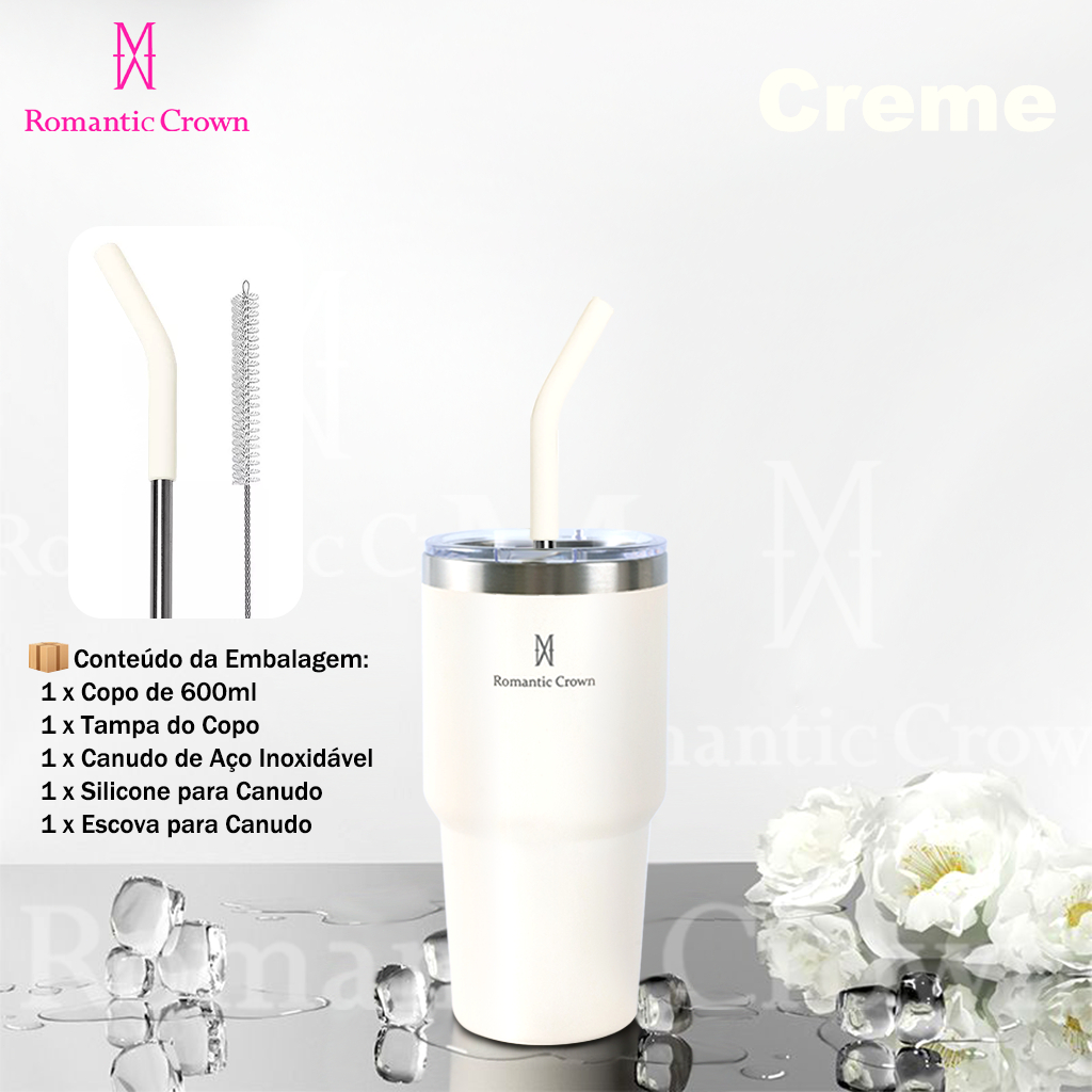 Copo Térmico Inox Portátil 1200ml com Tampa e Canudo