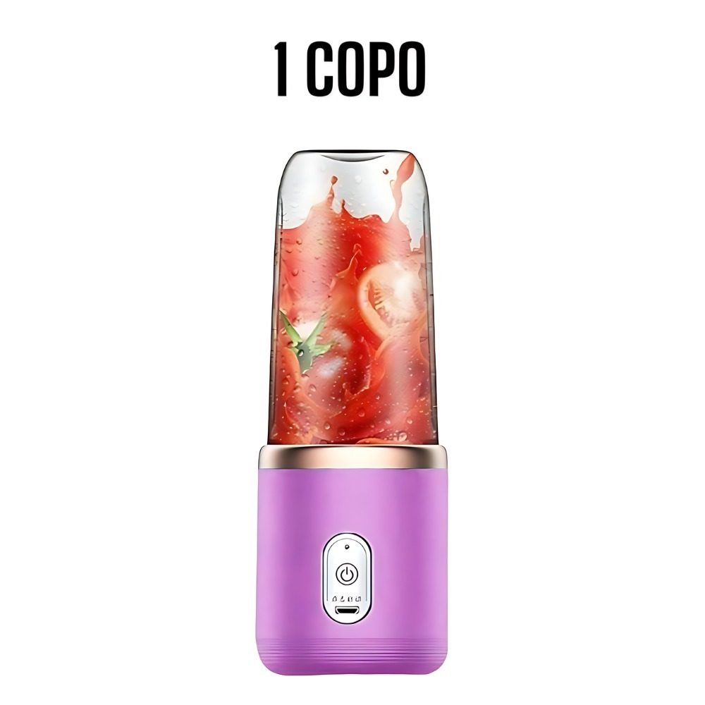 Mini Liquidificador Portátil Seven 400ML com 6 Lâminas Elétrico Recarregável