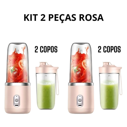 Mini Liquidificador Portátil Seven 400ML com 6 Lâminas Elétrico Recarregável